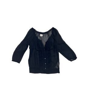 Gilly Hicks Navy Blue Sheer Blouse - Size M